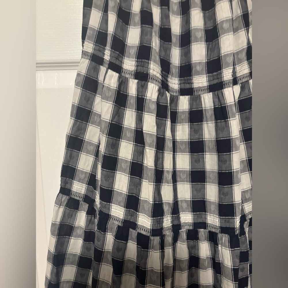 THE GREAT Nightingale Gingham Midi Dress in Navy Blue Heart Size 1 - Picture 11 of 14